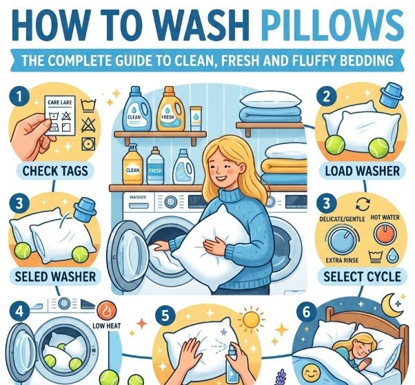 how to wash pillows